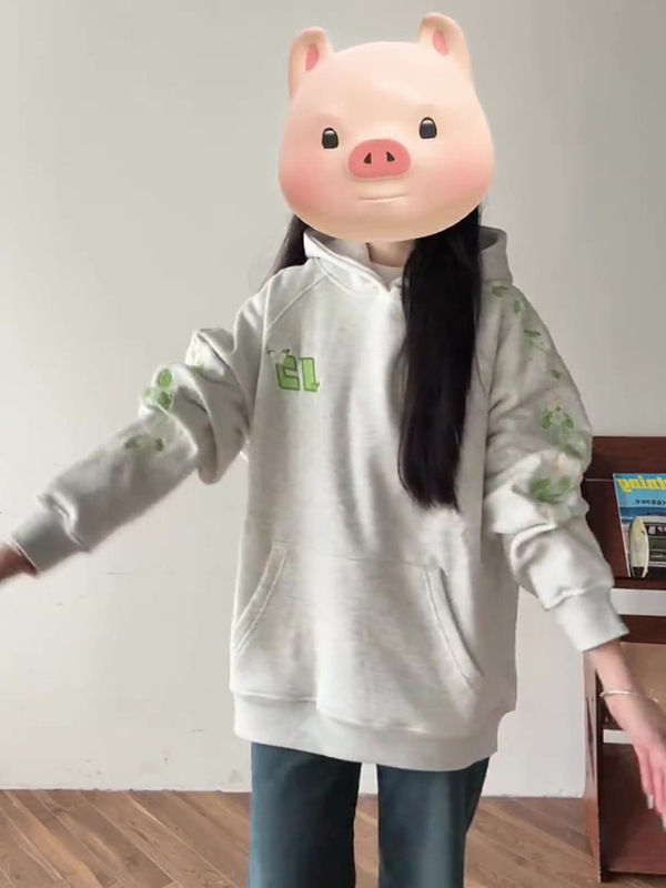 国潮重磅刺绣连帽卫衣男女宽松早秋季拨款爆款情侣款男女潮牌帽衫|undefined