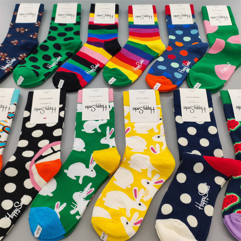 happysocks旗艦店中筒襪子新款女瑞典潮牌HS百搭四季款襪批發