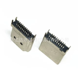HDMI高清网络接口插座 HDMI夹板19P公头 夹板1.2/1.6mm 镀镍