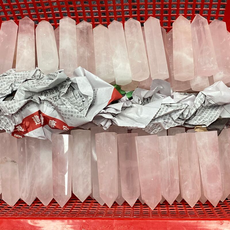 天然粉晶黄水晶柱子精品水晶雕刻件桌面摆件手工雕刻件装饰 买一送一 图 12