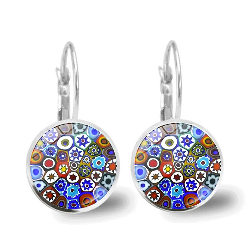 Glass silver earrings, Italy, France, french style