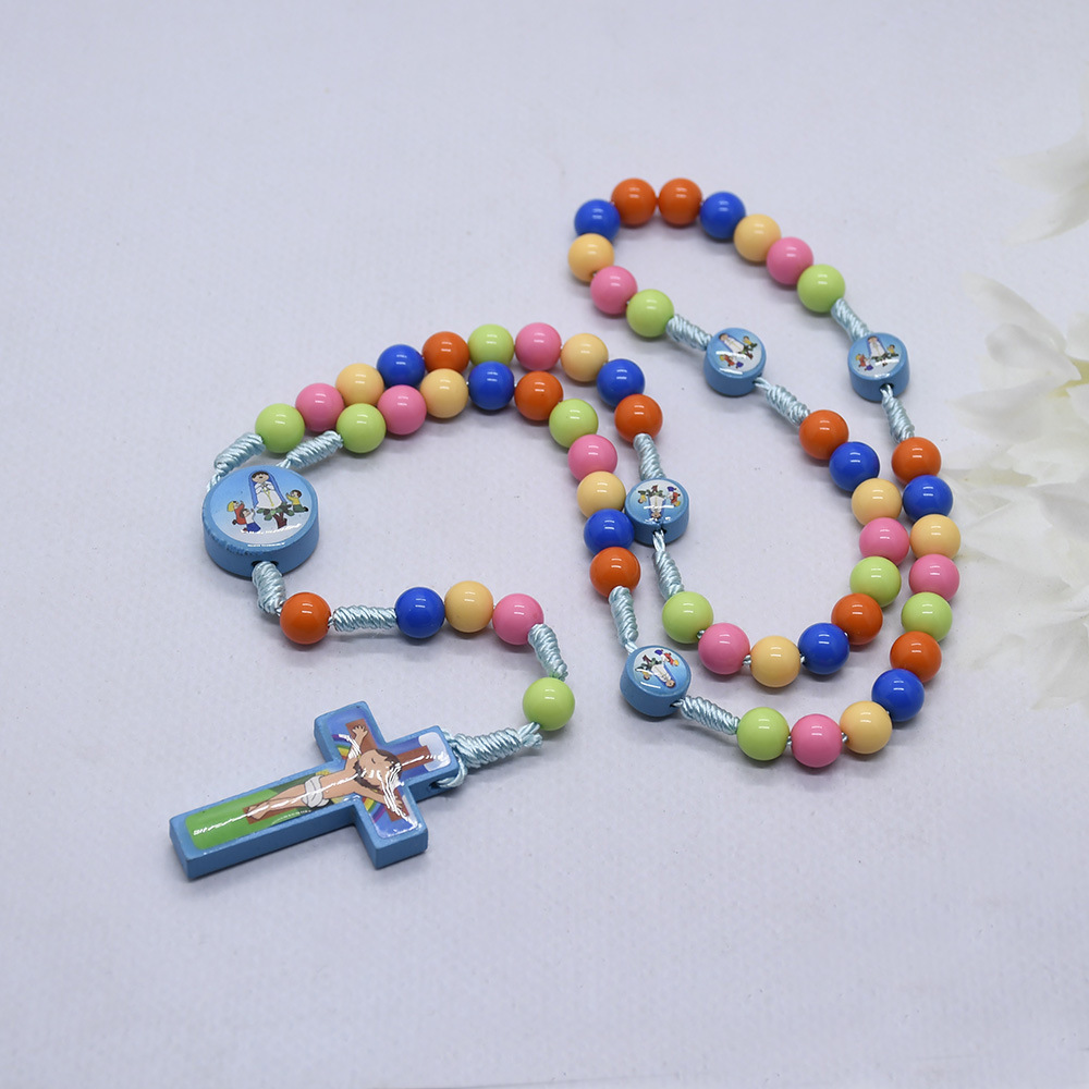Fashion Cross Plastic Beaded Children Unisex Necklace