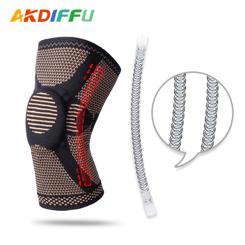 Fibra de cobre transfronteriza de nylon de punto rodillera de silicona kneepad no es fácil de deslizar primavera soporte de silicona kneepad de cobre ion