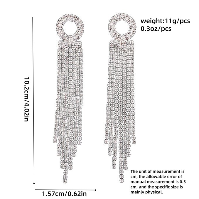 European and American Cross-Border Super Flash Full Diamond Long Tassel Earrings for Women Amazon Hot Style Temperament Rhinestone Earrings Earrings