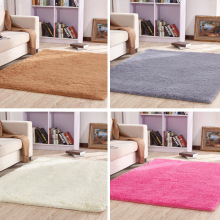 天津丝毛地毯防滑地垫白色粉色纯色卧室客厅入户地垫长毛满铺地毯