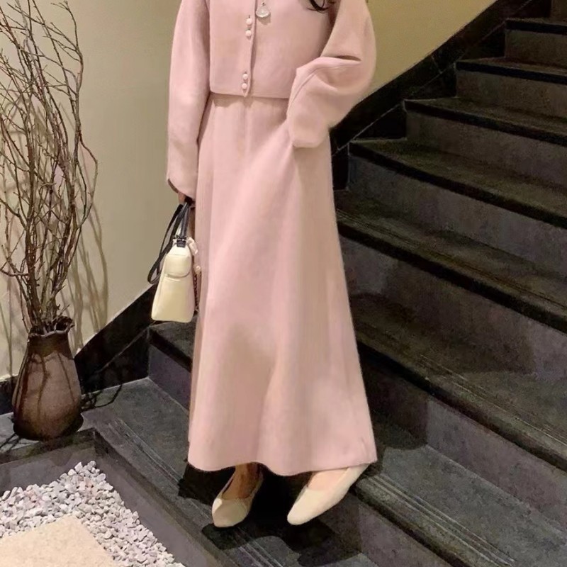 气质优雅温柔风绝美针织半身裙女秋冬修身A字裙显瘦宽松大摆裙子|undefined