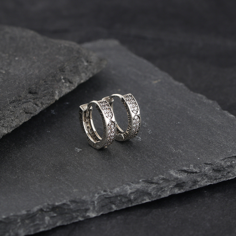 Roman Numeral Earrings for Men, Trendy Versatile High-End Diamond-Studded Earrings, Niche Design, Creative Personality, Cool Earrings