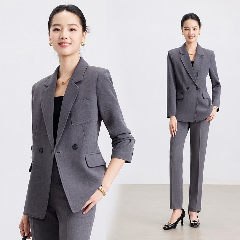 杏色西装套装女2025新款管理层职业正装职场通勤穿搭修身西服外套|undefined