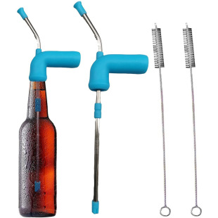 Cross Border Beer Straw, Double Beer Breathing Tube, Beer Dispenser 304 Stainless Steel Alcohol and Tobacco Straw