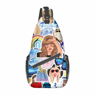 Cross-border Taylor Swift Satchel Fashion Trendy Casual Women's Chest Bag Cartoon Printed Shoulder Crossbody Chest Bag