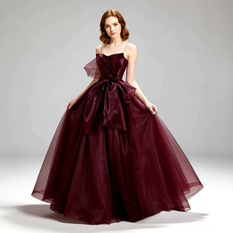 Cross-border European and American French-style strapless toast dress, 2026 summer new evening gown, Amazon foreign trade dress Cross-border European and American French-style strapless toast dress, 2026 summer new evening gown, Amazon foreign trade dress