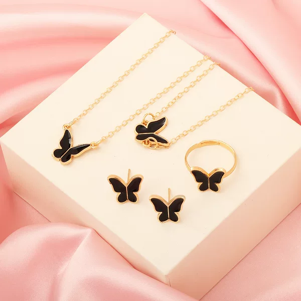 White Butterfly Drop Glaze Necklace, Exquisite, Simple and Versatile, Niche Fashion, High-End Clavicle Chain, Elegant Necklace Set