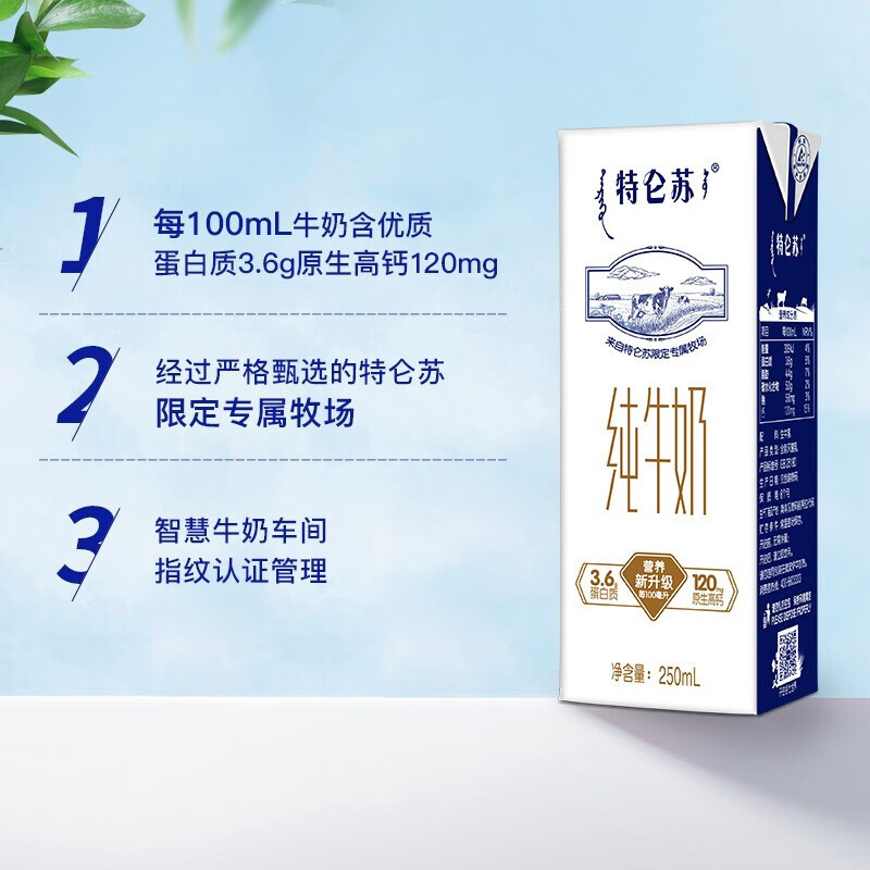 蒙牛特仑苏纯牛奶250ml*12盒3.6g乳蛋白礼盒装全脂营养早餐奶批发|undefined