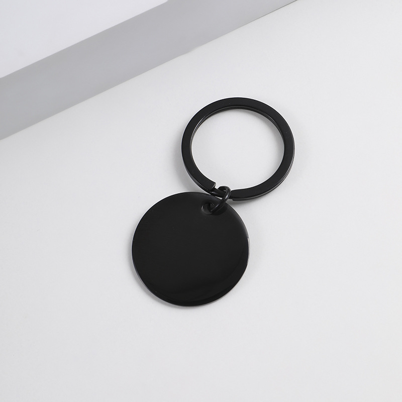 Llavero marca redonda de acero inoxidable transfronterizo impresión en color láser material en blanco regalo de vacaciones letras llavero de metal