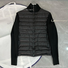 欧洲站外贸新款M家针织拼接羽绒服 现货立领休闲时尚男女同款外套