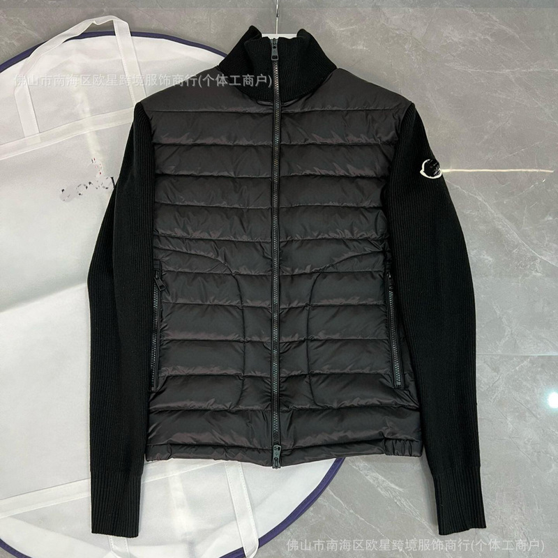 European Export New Model m Brand Knitted Patchwork down Jacket in Stock, Stand Collar Casual Fashion Unisex Jacket European Export New Model m Brand Knitted Patchwork down Jacket in Stock, Stand Collar Casual Fashion Unisex Jacket