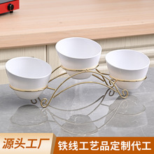 定制金色桥型调味架自助餐凉菜零食水果展示架火锅店三层蘸料碟架