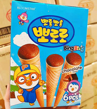 韓國啵樂樂冰淇淋蛋筒小餅干53.4g香蕉草莓巧克力味整箱20盒批發