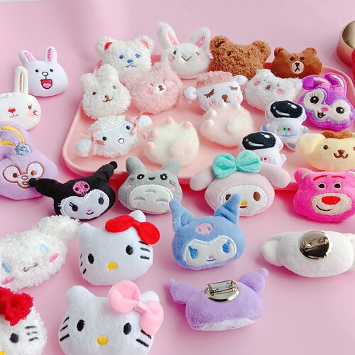 Cute Cartoon Plush Doll Brooch Sanrio Soft Cute Girl Pin Jade Dog Bag Shoe Buckle Clothing Accessories