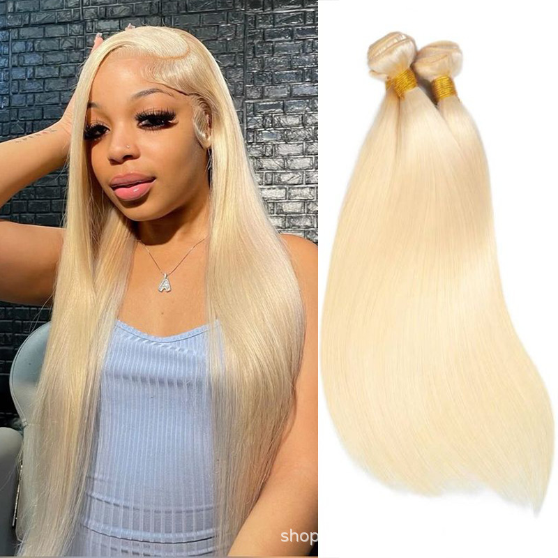 Real Human Hair Bundles 613 Straight Human Hair Bundles Cross-Border Wig Hair Curtain Light Gold Real Human Hair Bundles 613 Straight Human Hair Bundles Cross-Border Wig Hair Curtain Light Gold