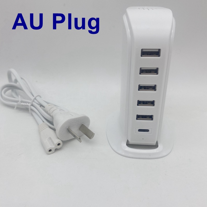 Cargador USB multipuerto de escritorio, 6 puertos, 5V4A 20W, modelo 506AL, carga rápida para teléfonos móviles