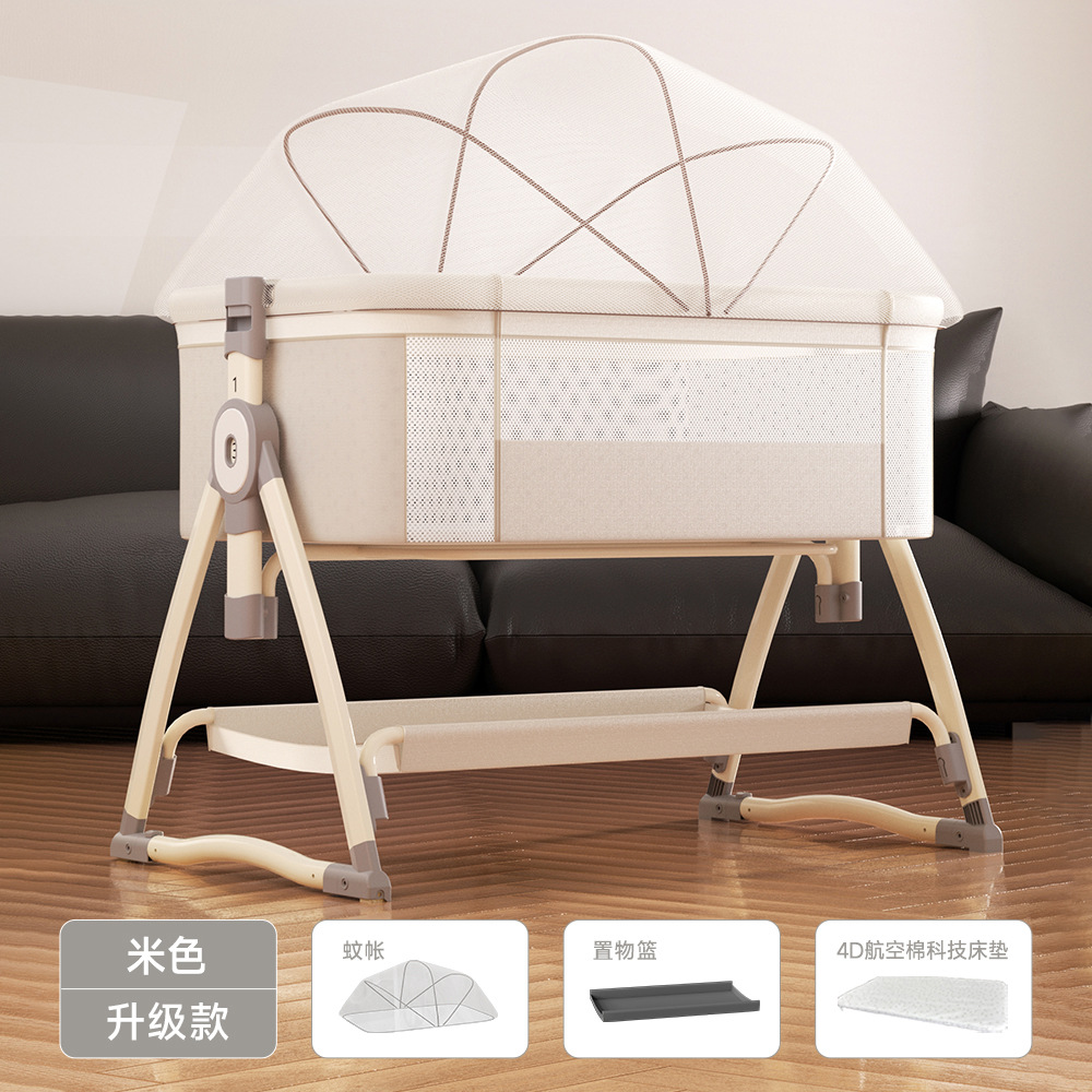 Cama de bebé móvil multifuncional cama de cuna plegable para recién nacidos mesa de pañales portátil empalmado cama grande cama de bebé