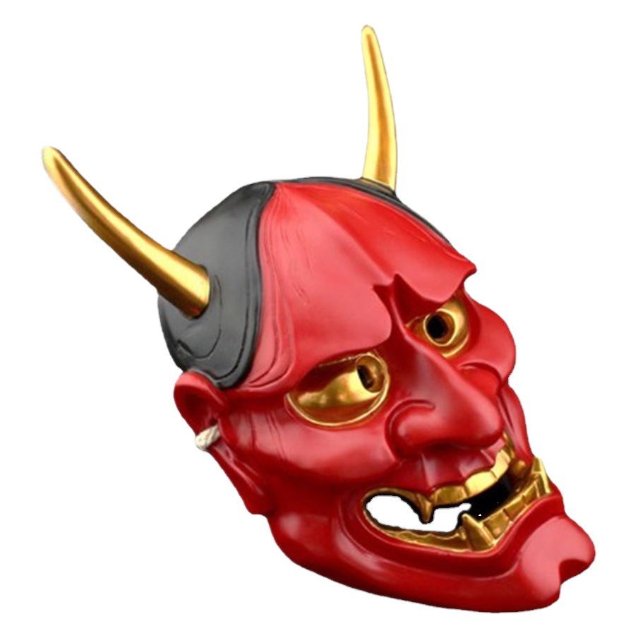 ハロウィーン日本鬼首笑般若マスク樹脂白鬼院凛凛蝶鬼頭面譜マスク道具mark