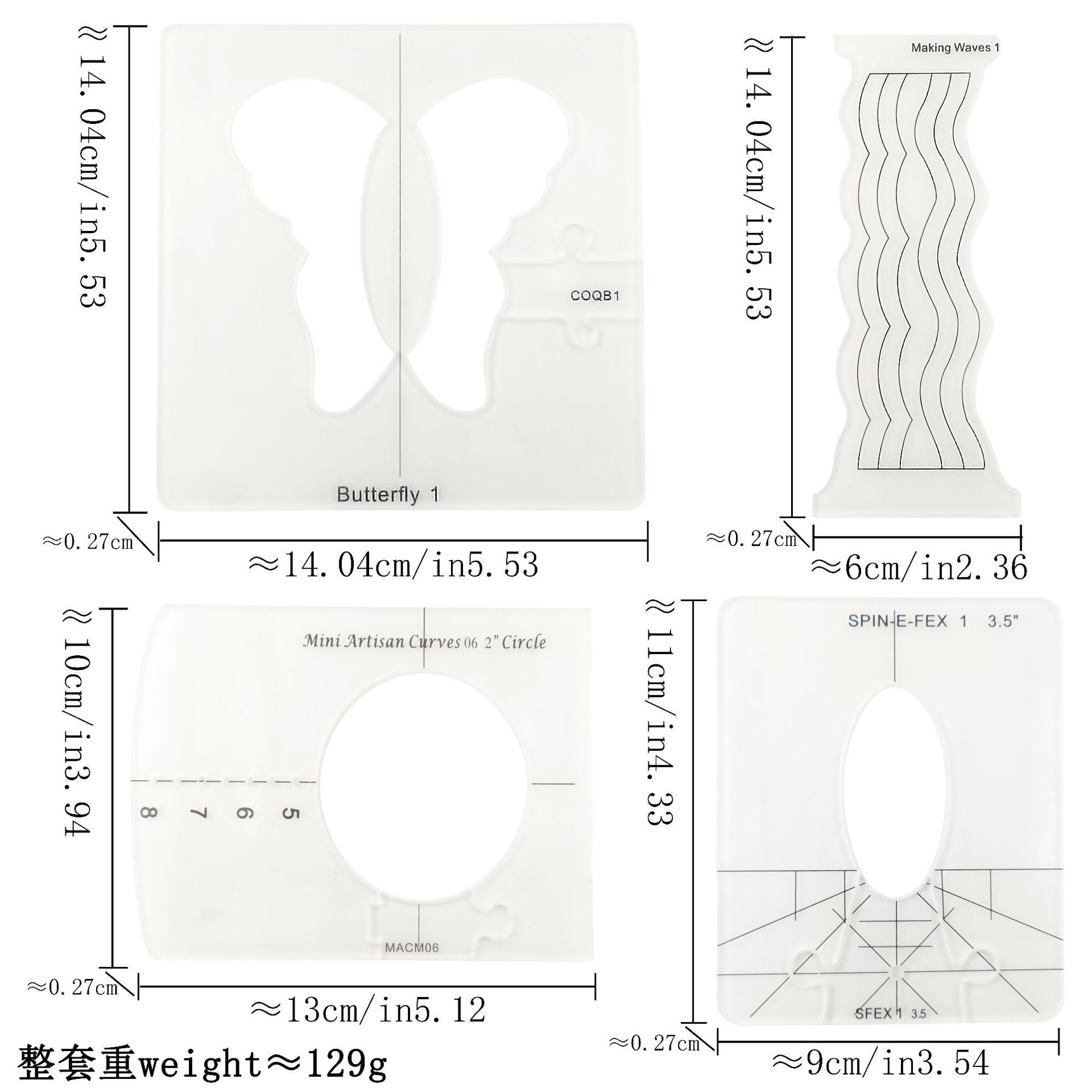 Diseño de prendas de vestir acrílico 90 ° regla de costura de tela de corte de tela doble regla de patrón de tela de corte
