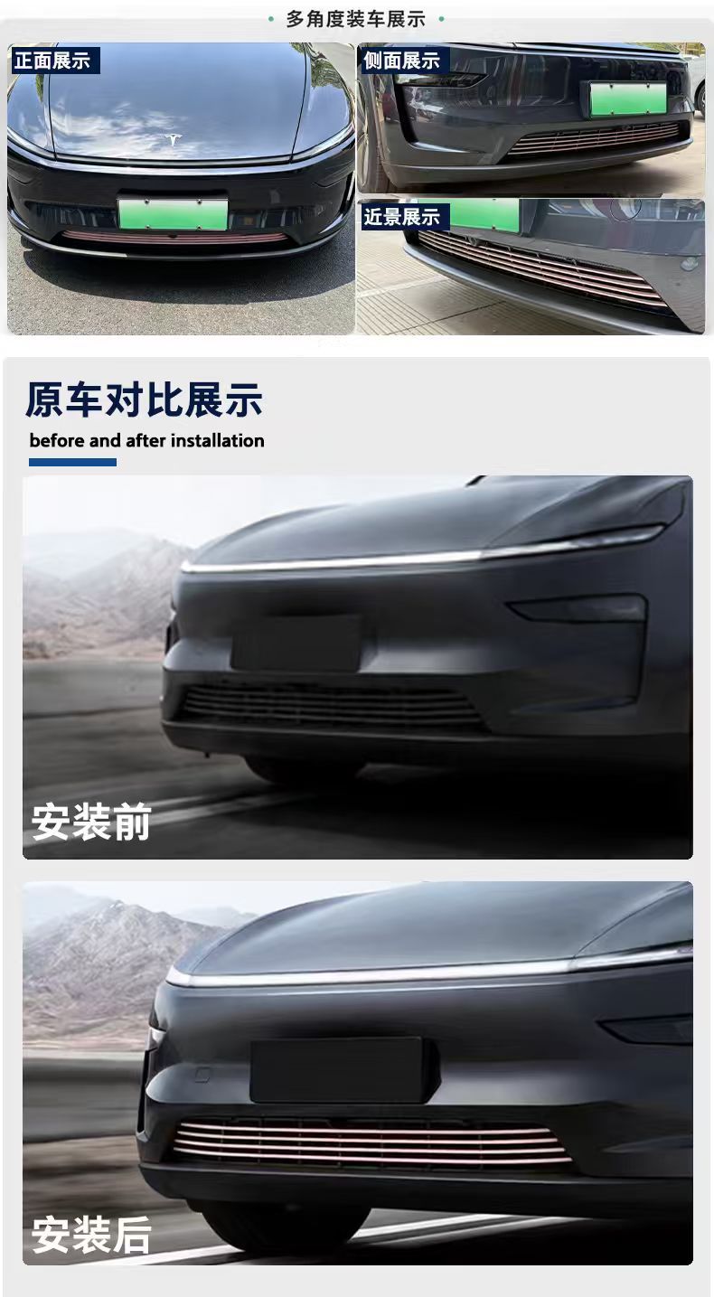 Suitable for Tesla Model Y/Yl Front Bumper Decorative Mesh and Front Bumper Modification Accessories