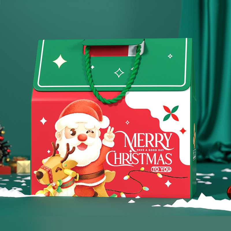 新しいクリスマスの手提げ箱の手提げ袋のリンゴのキャンデーのプレゼント箱の空の箱のクリスマスイブの包装のプレゼント|undefined
