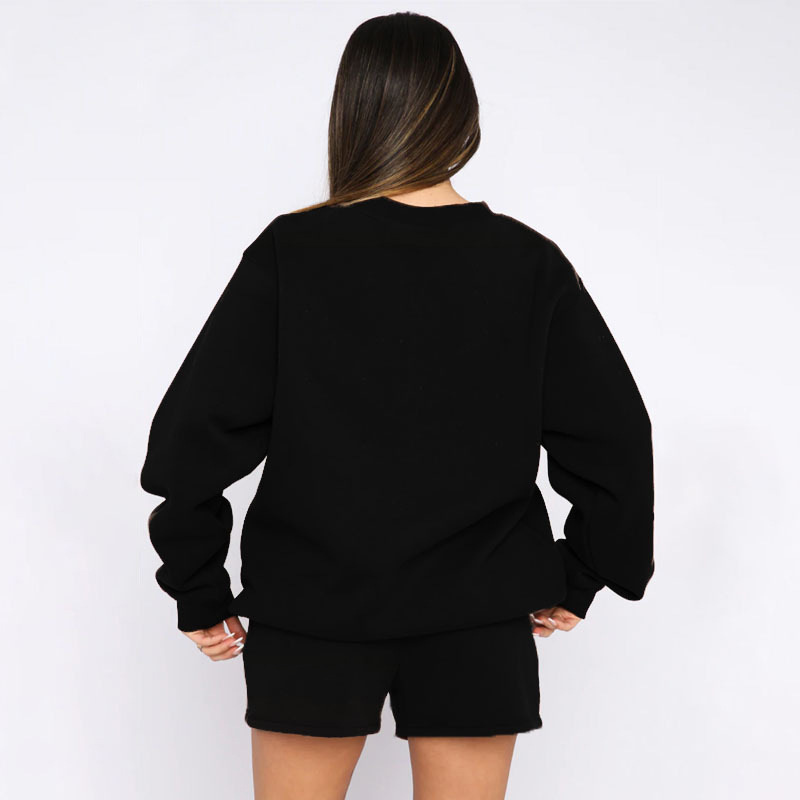 Women's Round Neck Pullover Sweatshirt Long Sleeve Solid Colour_voghion.com