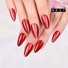 新款美甲猫眼穿戴甲30片甲片车厘子艳红水滴杏仁型穿戴甲甲片直售