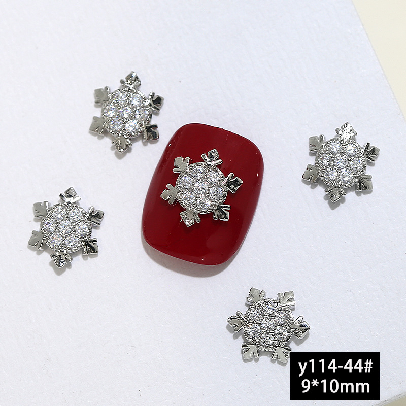 Nueva Luz de lujo de plata de Navidad ZIRCON accesorios de uñas flash de alto grado de copo de nieve ELK nail diamante joyería al por mayor