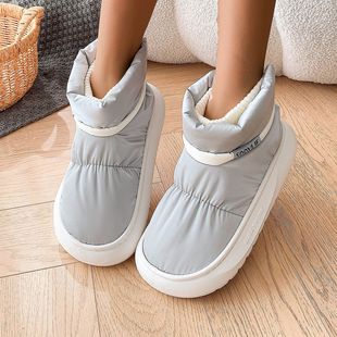 Foreign Trade Cross-Border Cotton Slippers for Women Autumn and Winter Indoor and Outdoor 2025 New Warm and Wear-Resistant Thick-Soled Couple Snow Boots