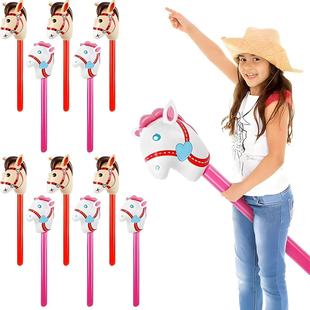 Cross-border new inflatable horse head stick inflatable unicorn stick children's toy stick animal head stick in stock wholesale