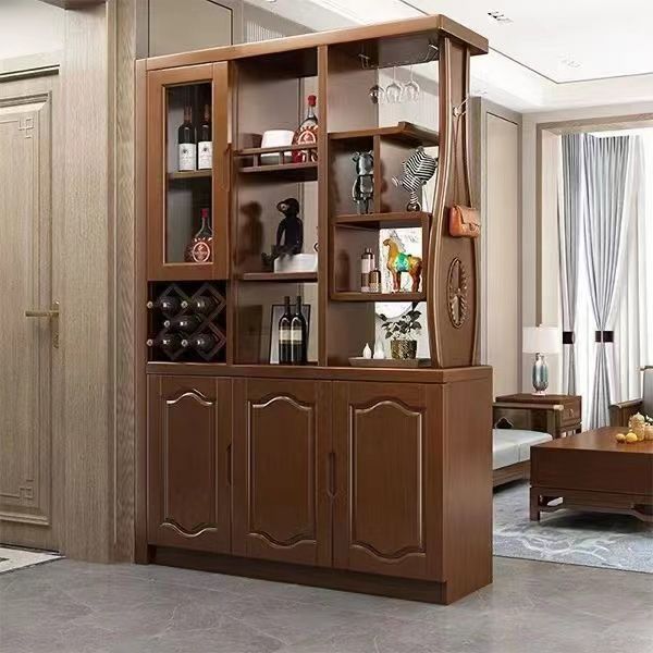 新中式间厅柜家用新款屏风隔断客厅入户玄关柜全实木双面储物酒柜