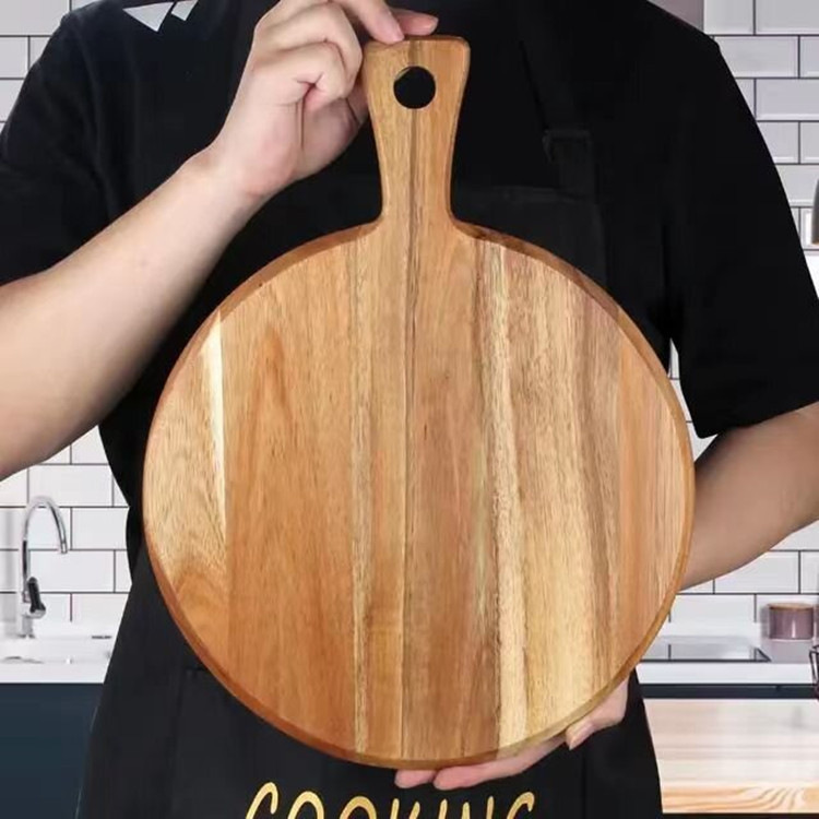 Tablero de cortar de madera de acacia simple creativo con mango tabla de cortar colgando tablero de corte de fruta tablero de filete tablero auxiliar de suplemento de alimentos para niños