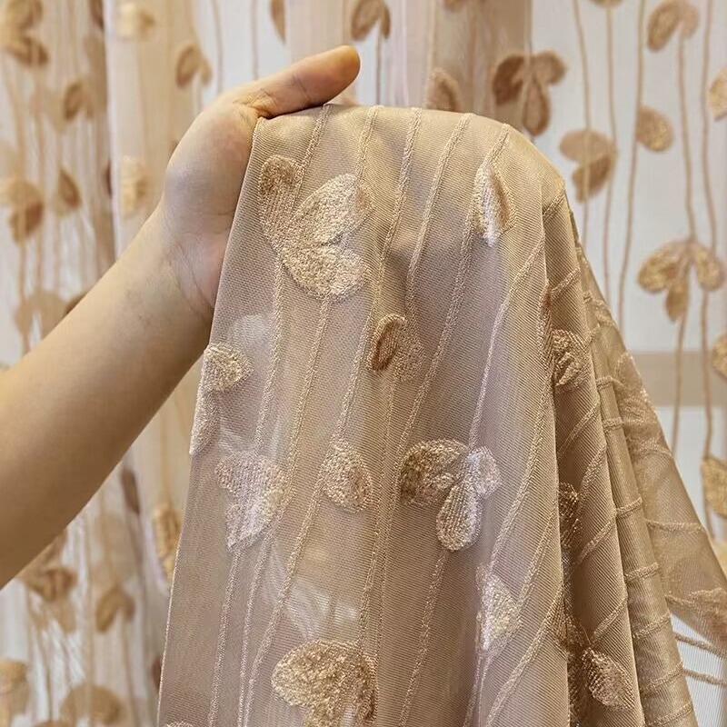 Simple embossed gauze curtain heat insulation sunscreen partition curtain light luxury Japanese living room bedroom bay window shading sand curtain