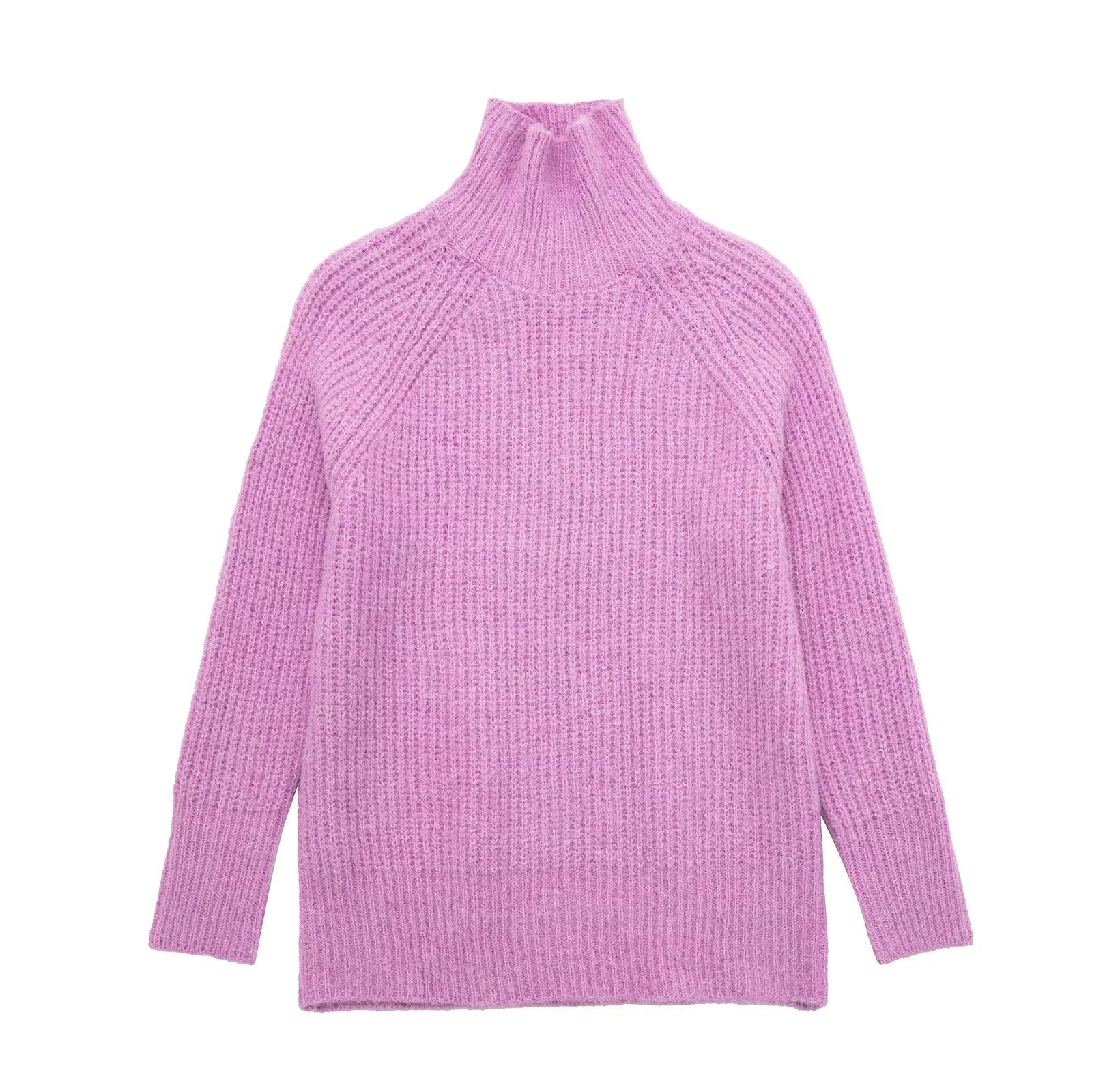 solid color long-sleeved half-high collar sweater NSYXB139204