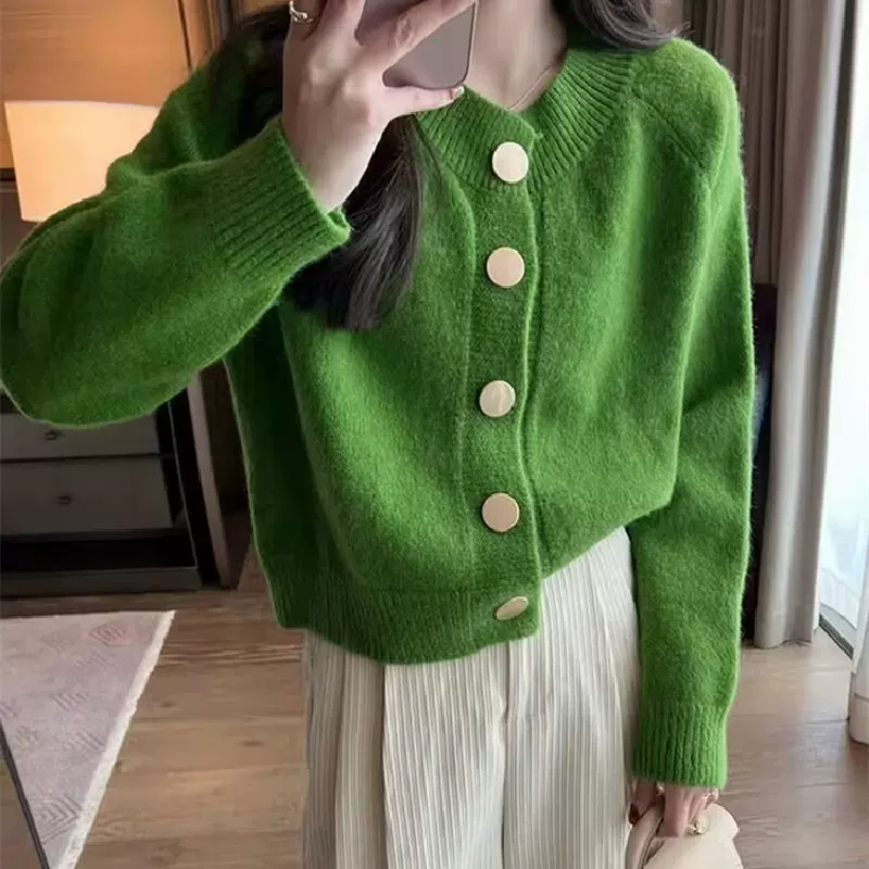 慵懒风毛衣外套女秋冬季2025新款韩版针织开衫小个子短款外搭上衣