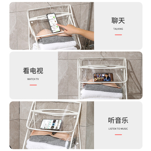 pvc bathroom waterproof hanging bag for bathing, clothes storage pocket, wall-mounted door behind dormitory storage bag