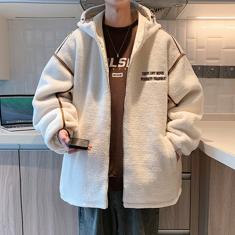 Abrigo de lana de cordero para hombre otoño e invierno 2023 nuevo abrigo acolchado de algodón jinjiang abrigo acolchado de algodón grueso forrado de lana abrigo par abrigo acolchado de algodón de invierno