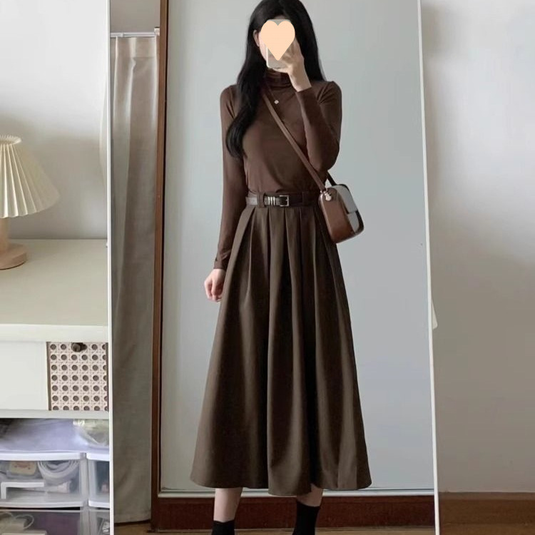 秋季穿搭一整套感盐系轻熟斗篷毛呢外套上衣百褶半身裙套装女|undefined