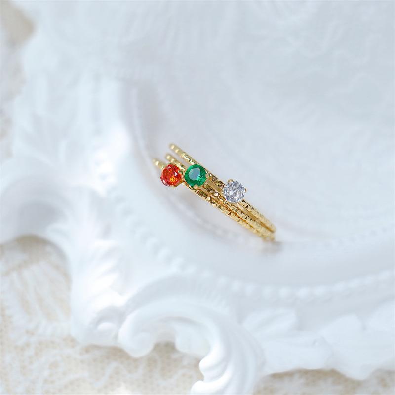 Geometric Pattern Women'S Gender Lady Simple Style Geometric Titanium Steel Plating Inlay Zircon Rings