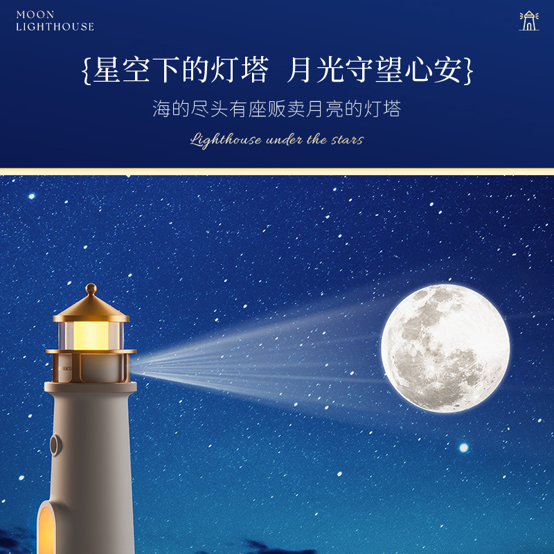 月光灯塔氛围感投影灯卧室床头人体感应灯伴睡灯桌面创意蓝牙音响|undefined
