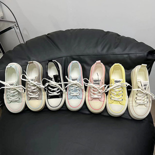 2025 Summer New Arrival Small Canvas Shoes Women's Height-Increasing Breathable Platform Platform Casual White Shoes All-Match Trendy Shoes