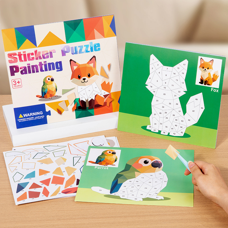 Niños transfronterizos 3D pegatinas puzzle dibujo cognitivo animal automóvil pegatinas puzzle DIY juego de entrenamiento de concentración