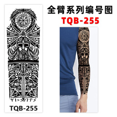 Cross-border exclusive full arm tattoo sticker wholesale waterproof large flower arm tattoo sticker sketch simple black and white factory direct sales