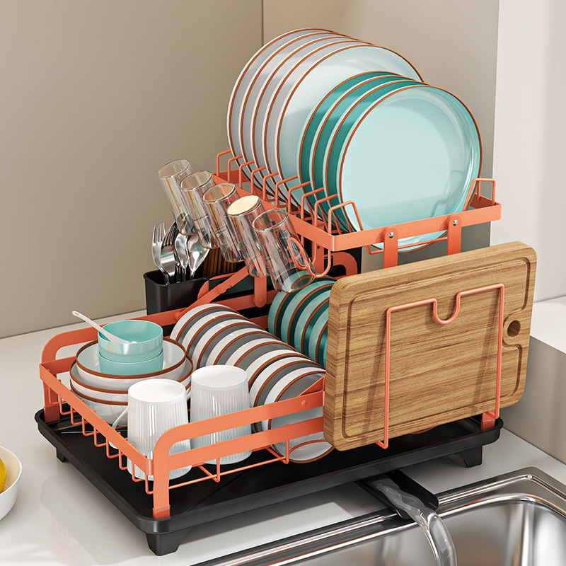 Estante de cocina para platos Estante de drenaje para platos Color multifuncional Azul Verde Amarillo Rosa Estante de almacenamiento para platos