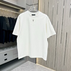 CHクロ2025春夏新作クロス手作り金属ロゴ丸首半袖tシャツ男女一枚